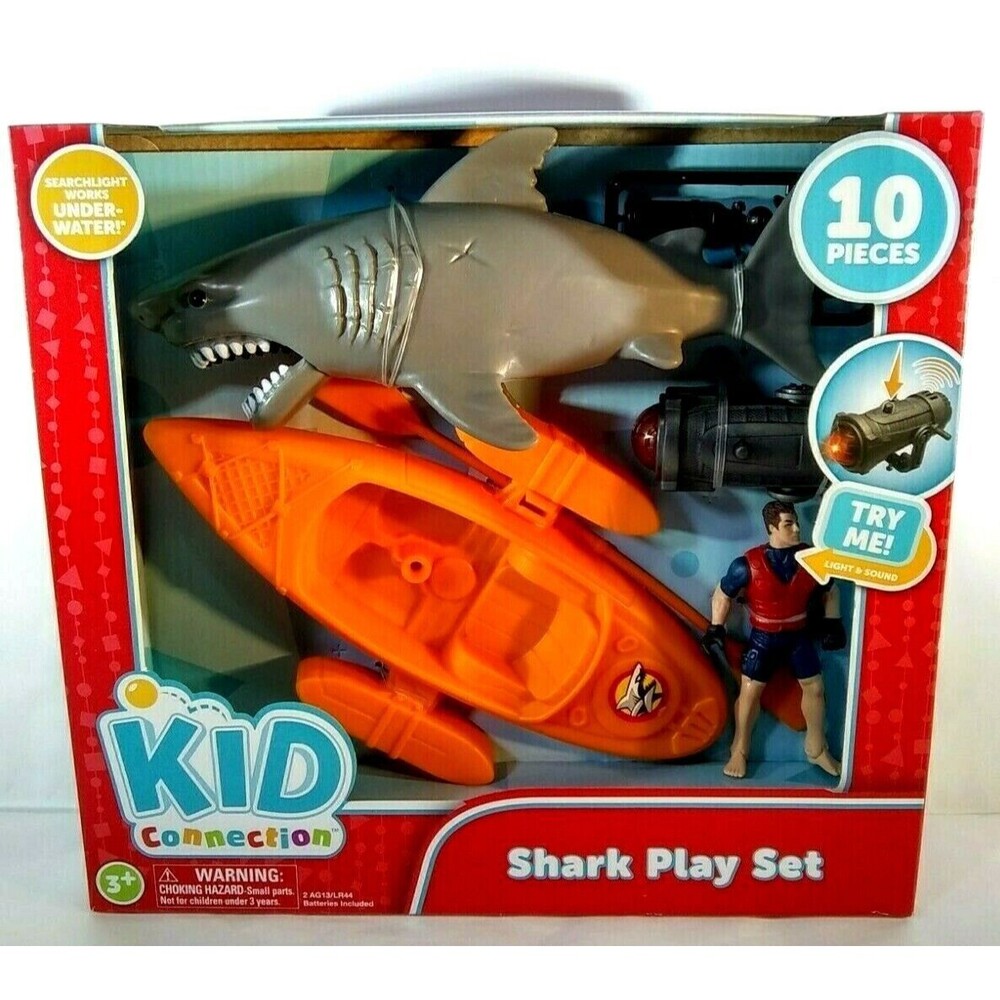Shark Play Set Orange Kid Connection Underwater Searchlight & Batteries 10 piece